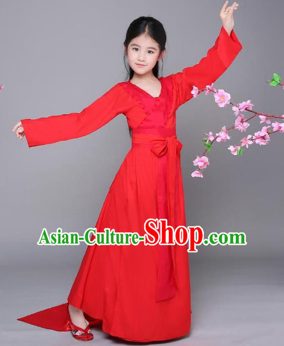 Traditional Chinese Ancient Fairy Hanfu Dress Clothing, China Tang Dynasty Palace Lady Costume for Kids