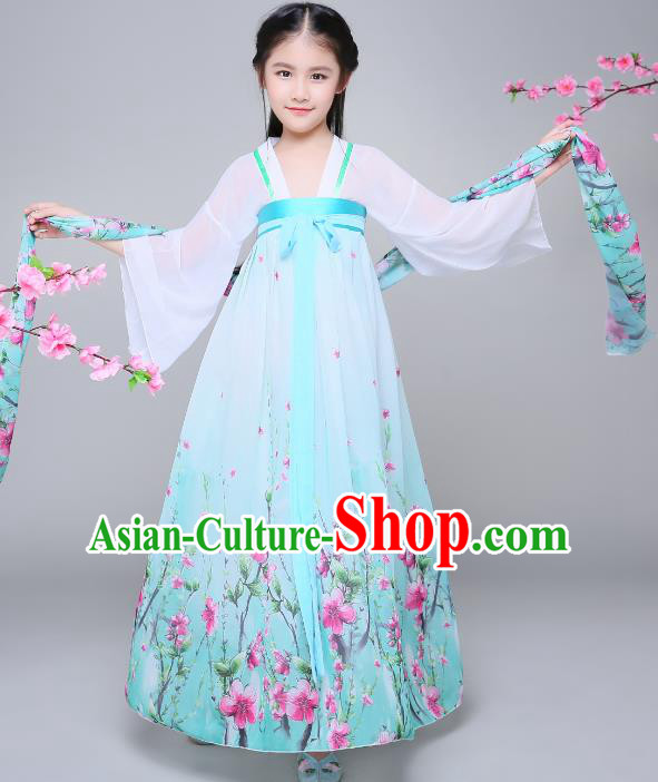 Traditional Chinese Tang Dynasty Children Costume, China Ancient Palace Lady Hanfu Dress Clothing for Kids