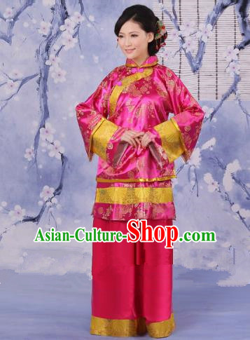 Traditional Chinese Republic of China Nobility Fairlady Costume, China Ancient Pink Xiuhe Suit Embroidered Clothing for Women