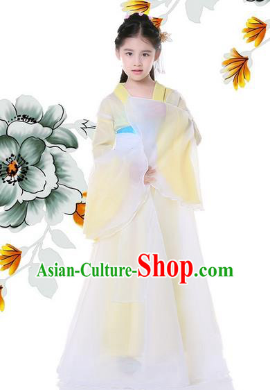 Traditional Chinese Ancient Palace Princess Costume, China Tang Dynasty Palace Lady Hanfu Embroidered Clothing for Kids