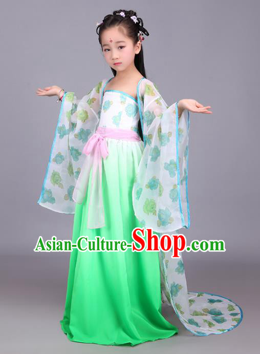 Traditional Chinese Tang Dynasty Palace Princess Costume, China Ancient Fairy Hanfu Dress Clothing for Kids