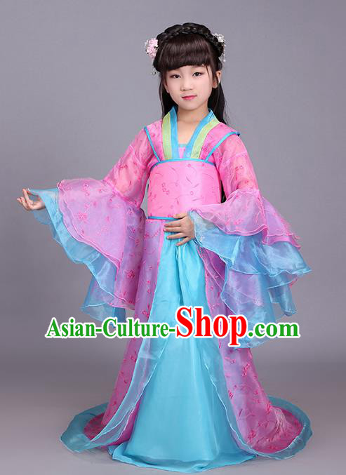 Traditional Chinese Ancient Princess Fairy Costume, China Tang Dynasty Imperial Consort Clothing for Kids