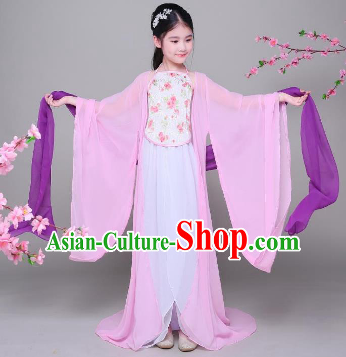 Traditional Chinese Tang Dynasty Princess Fairy Costume, China Ancient Palace Lady Hanfu Dress Clothing for Kids