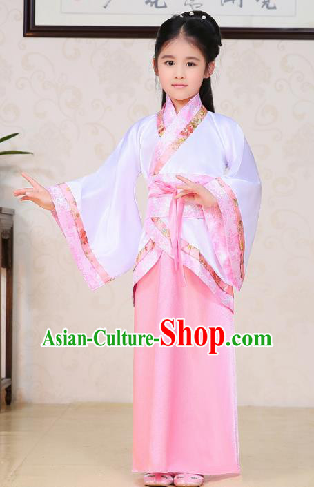 Traditional Ancient Chinese Han Dynasty Princess Costume, China Ancient Imperial Consort Embroidered Clothing for Kids