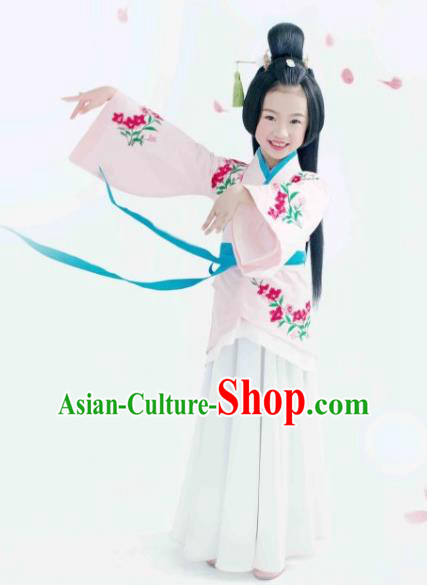 Traditional Chinese Han Dynasty Palace Lady Costume, China Ancient Princess Hanfu Curving-front Robe Clothing for Kids