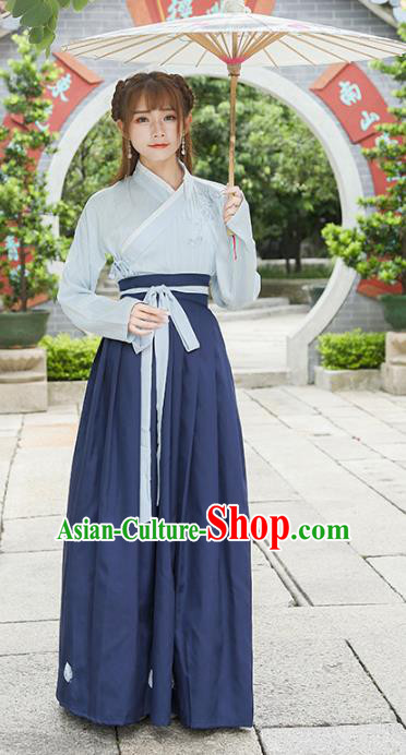 Traditional Chinese Han Dynasty Young Lady Embroidered Clothing for Women