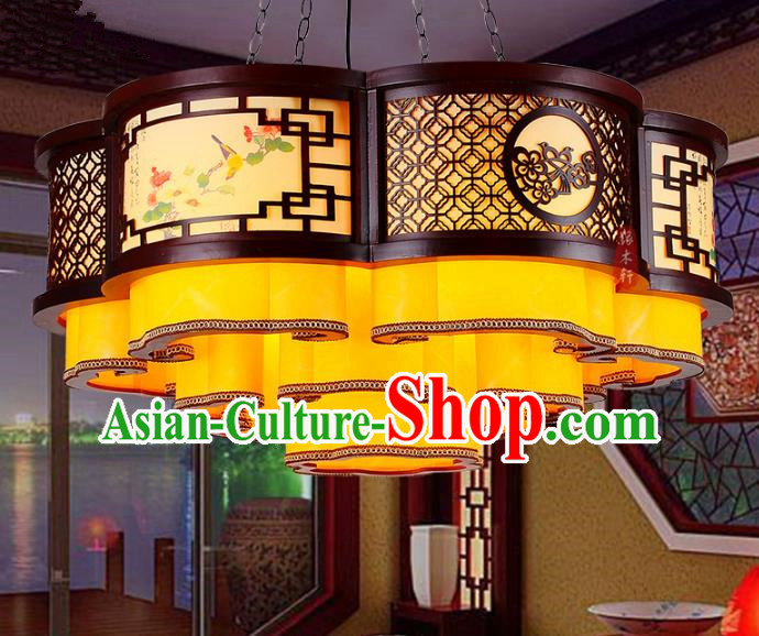 Traditional Chinese Handmade Wood Carving Cloud Lantern Classical Palace Lantern China Ceiling Palace Lamp