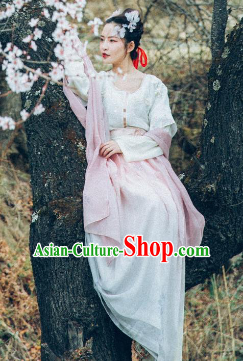 Traditional Chinese Ancient Imperial Princess Costume, China Tang Dynasty Palace Lady Embroidered Clothing for Women