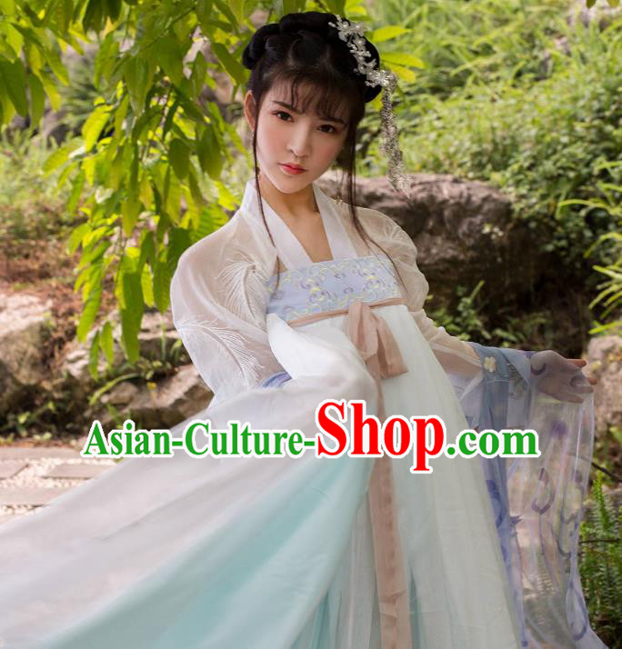 Traditional Chinese Ancient Nobility Lady Costume, China Tang Dynasty Palace Princess Embroidered Clothing for Women