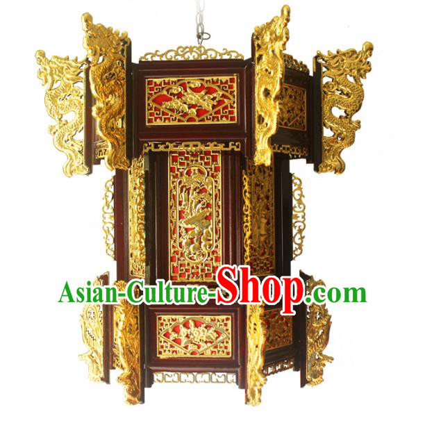 Traditional Chinese Handmade Hexagon Lantern Classical Dragons Palace Lantern China Ceiling Palace Lamp
