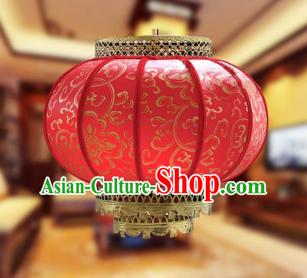 Traditional Chinese Handmade Red Sheepskin Ceiling Lantern Classical Round Palace Lantern China Palace Lamp