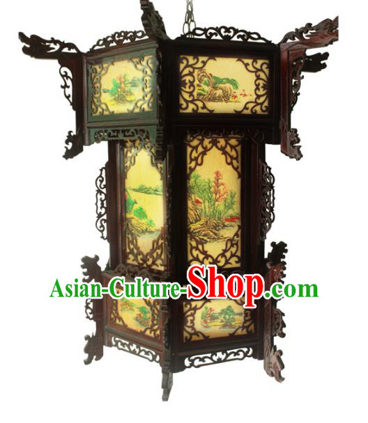 Traditional Chinese Handmade Sheepskin Ceiling Lantern Classical Hexagon Palace Lantern China Palace Lamp