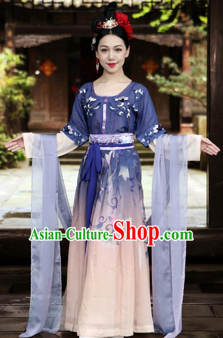 Traditional Chinese Tang Dynasty Palace Lady Dance Costume Ancient Princess Embroidered Hanfu Clothing for Women