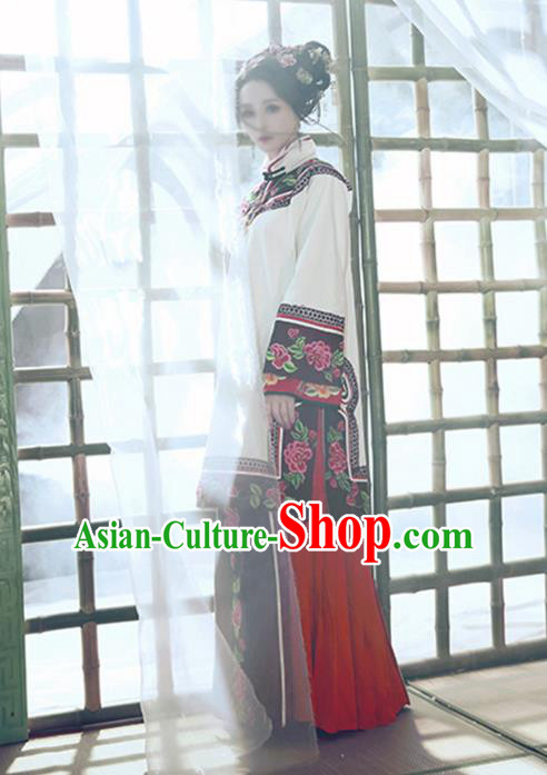 Traditional Chinese Qing Dynasty Princess Costume Ancient Republic of China Young Mistress Embroidered Clothing