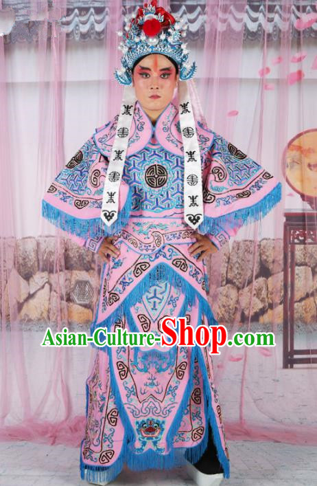 Chinese Beijing Opera Takefu Costume Pink Embroidered Robe, China Peking Opera Imperial Bodyguard Embroidery Gwanbok Clothing