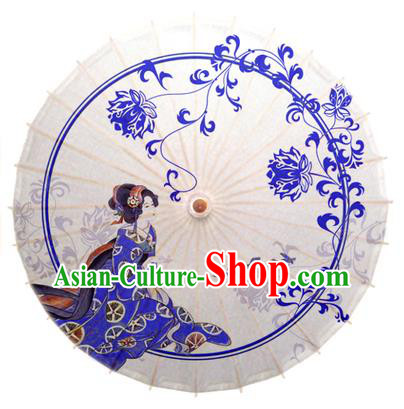 Asian China Dance Umbrella Handmade Classical Printing Chrysanthemum Oil-paper Umbrellas Stage Performance Umbrella