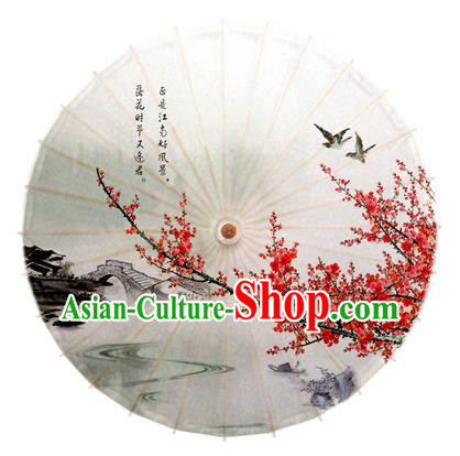 Asian China Dance Handmade Umbrella Printing Red Plum Blossom Oil-paper Umbrella Stage Performance Props Umbrellas