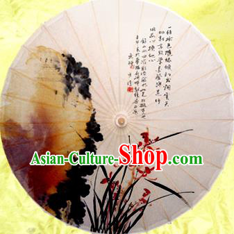 China Traditional Dance Handmade Umbrella Painting Orchid Oil-paper Umbrella Stage Performance Props Umbrellas