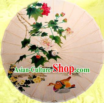 Handmade China Traditional Dance Painting Mandarin Duck Umbrella Oil-paper Umbrella Stage Performance Props Umbrellas