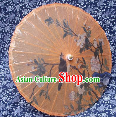 Handmade China Traditional Dance Ink Painting Peony Magpie Umbrella Oil-paper Umbrella Stage Performance Props Umbrellas