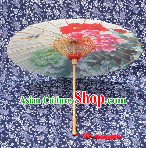 Handmade China Traditional Dance Ink Painting Peony Umbrella Oil-paper Umbrella Stage Performance Props Umbrellas