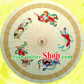 China Traditional Dance Handmade Umbrella Classical Dunhuang Flying Apsaras Oil-paper Umbrella Stage Performance Props Umbrellas