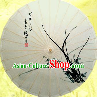 Handmade China Traditional Dance Umbrella Classical Ink Painting Orchid Oil-paper Umbrella Stage Performance Props Umbrellas