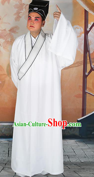Chinese Beijing Opera Niche Costume White Robe, China Beijing Opera Scholar Clothing