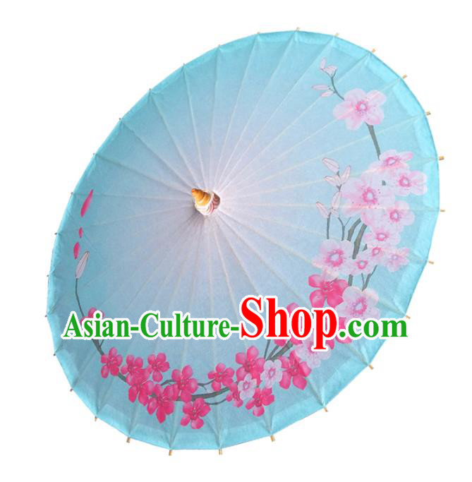 China Traditional Folk Dance Paper Umbrella Hand Painting Blue Oil-paper Umbrella Stage Performance Props Umbrellas