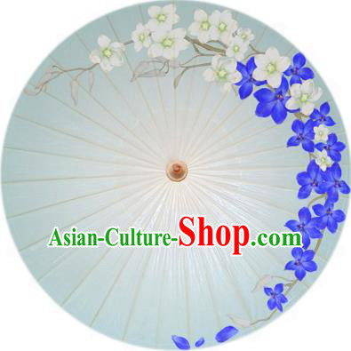 Handmade China Traditional Folk Dance Umbrella Printing Blue Flowers Oil-paper Umbrella Stage Performance Props Umbrellas