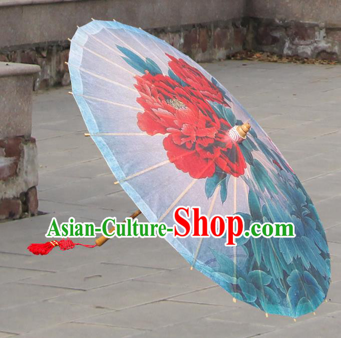 Handmade China Traditional Folk Dance Umbrella Stage Performance Props Umbrellas Printing Peony Flowers Oil-paper Umbrella