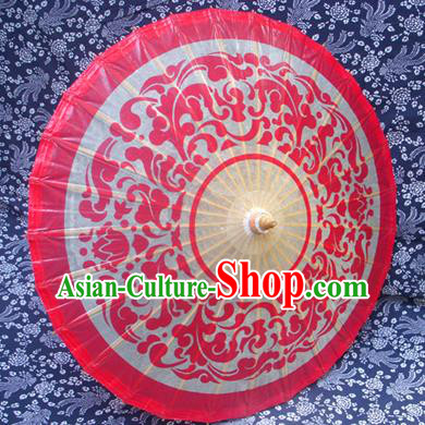 Handmade China Traditional Folk Dance Umbrella Stage Performance Props Umbrellas Printing Wedding Red Oil-paper Umbrella