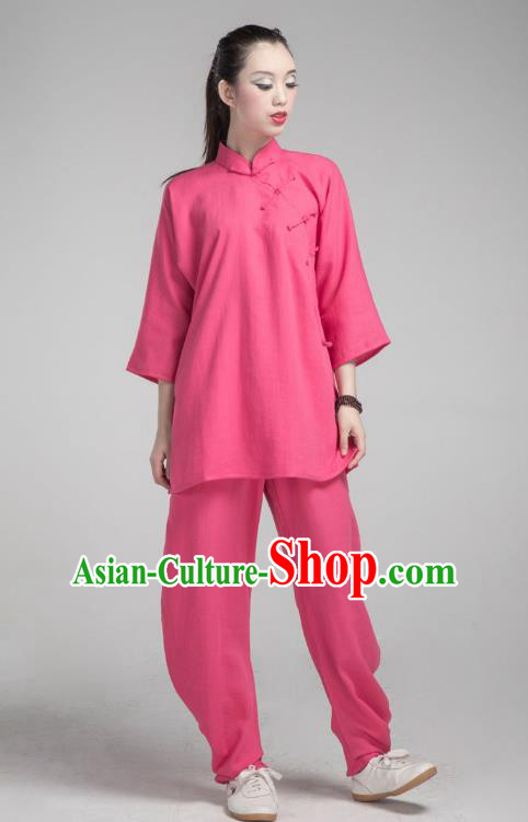 Top Grade Chinese Kung Fu Costume China Martial Arts Training Rosy Uniform Tai Ji Wushu Clothing for Women