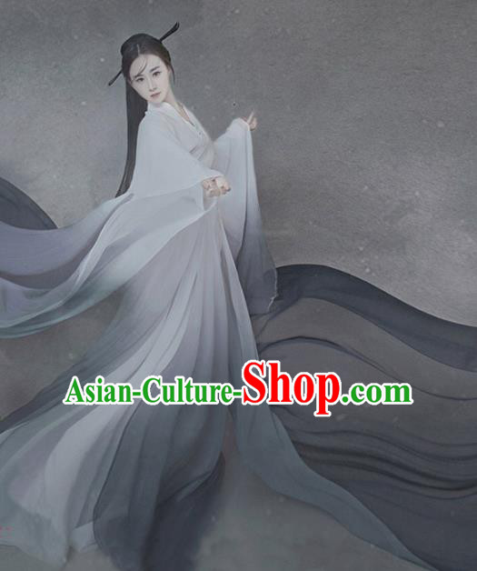 Asian Chinese Ancient Traditional Han Dynasty Palace Princess Clothing and Headpiece Complete Set