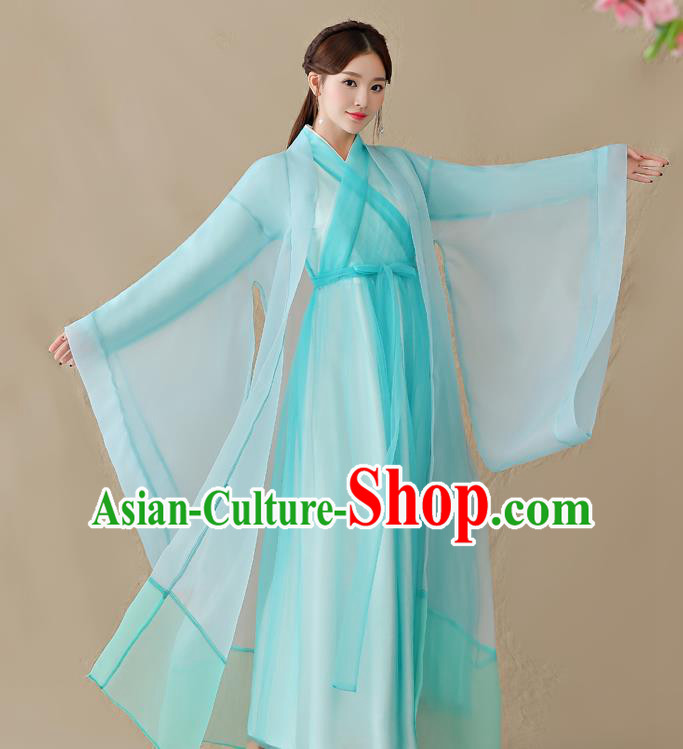 Traditional Chinese Han Dynasty Swordswoman Costume, China Ancient Fairy Hanfu Dress Clothing for Women