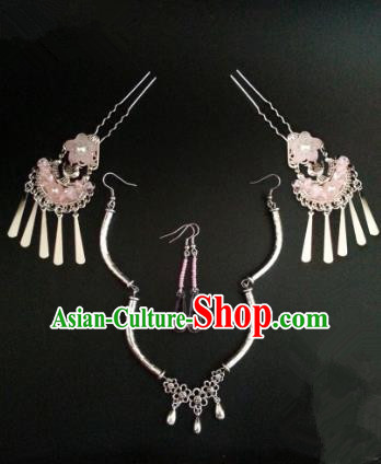 Handmade Traditional Chinese Classical Hair Accessories Ancient Bride Hanfu Hairpins Frontlet and Earrings for Women