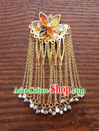 Traditional Handmade Chinese Classical Hair Accessories Ancient Princess Golden Hairpins Hair Comb Headwear for Women