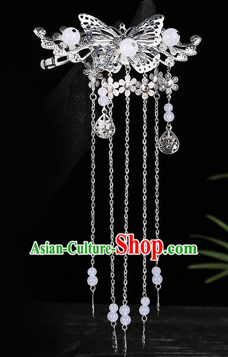 Handmade Asian Chinese Classical Hair Accessories White Beads Tassel Hairpins Hanfu Hair Stick for Women