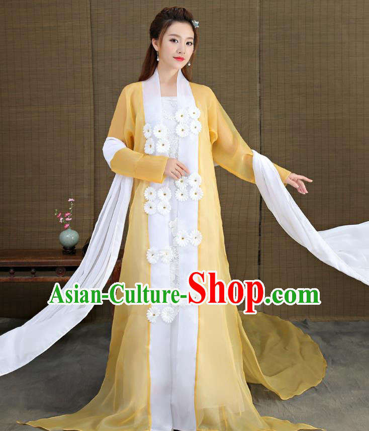 Traditional Chinese Ancient Fairy Princess Costume, China Tang Dynasty Palace Lady Embroidered Hanfu Clothing for Women
