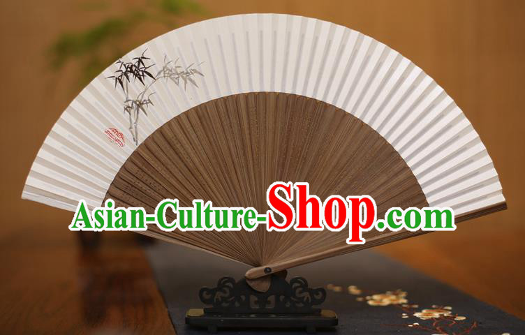 Traditional Chinese Crafts Printing Bamboo Folding Fan Paper Fans for Men