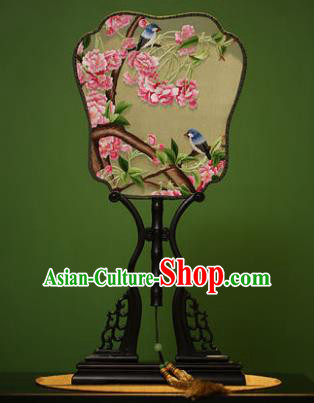 Traditional Chinese Crafts Embroidered Malus Halliana Silk Fan, China Palace Fans Princess Square Fans for Women