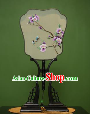 Traditional Chinese Crafts Embroidered Purple Flowers Silk Fan, China Palace Fans Princess Square Fans for Women
