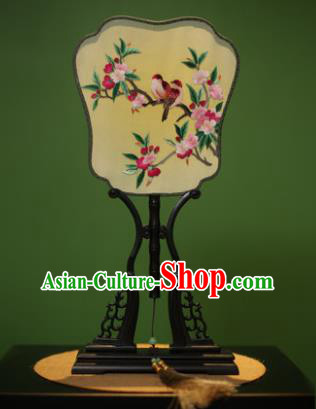 Traditional Chinese Crafts Embroidered Birds Flowers Silk Fan, China Palace Fans Princess Square Fans for Women