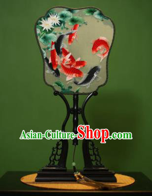 Traditional Chinese Crafts Embroidered Fishes Silk Fan, China Palace Fans Princess Square Fans for Women