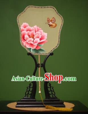 Traditional Chinese Crafts Suzhou Embroidery Silk Fan, China Palace Fans Princess Embroidered Peony Fans for Women