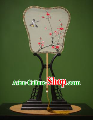 Traditional Chinese Crafts Suzhou Embroidery Silk Fan, China Palace Fans Princess Embroidered Wintersweet Fans for Women