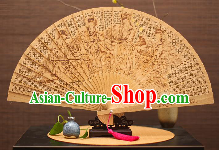 Traditional Chinese Crafts Sandalwood Folding Fan, China Handmade Hollow Out Fairy Incienso Fans for Women