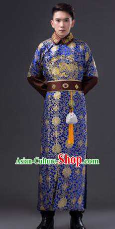 Traditional Chinese Qing Dynasty Royal Highness Costume, China Ancient Manchu Prince Embroidered Clothing for Men