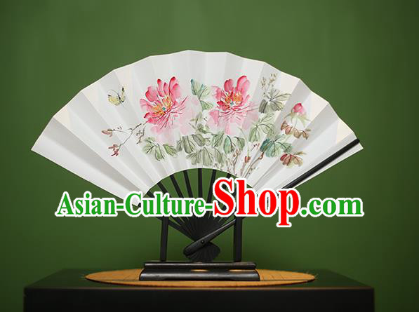 Traditional Chinese Crafts Printing Peony Paper Folding Fan, China Handmade Classical Fans for Women