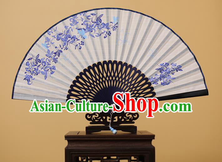 Traditional Chinese Crafts Printing Folding Fan, China Handmade Classical White Fans for Women